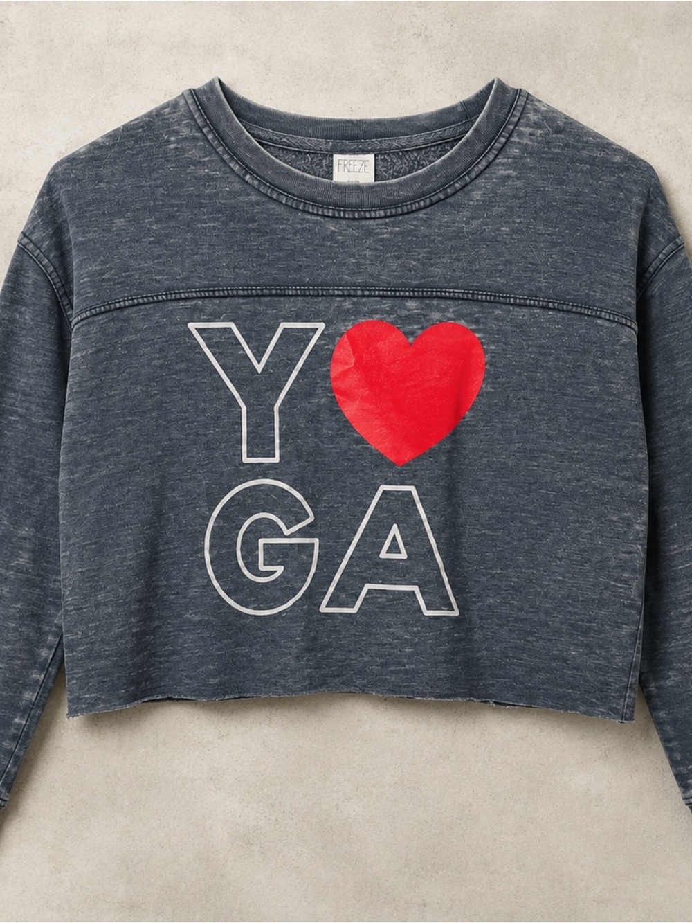 Freeze Heather Gray Cropped Sweatshirt with Ribbed Neck